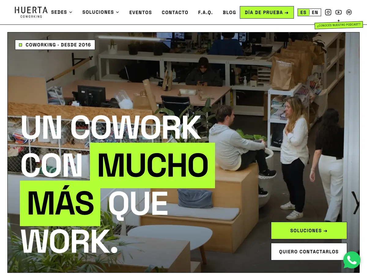 HUERTA Coworking's website