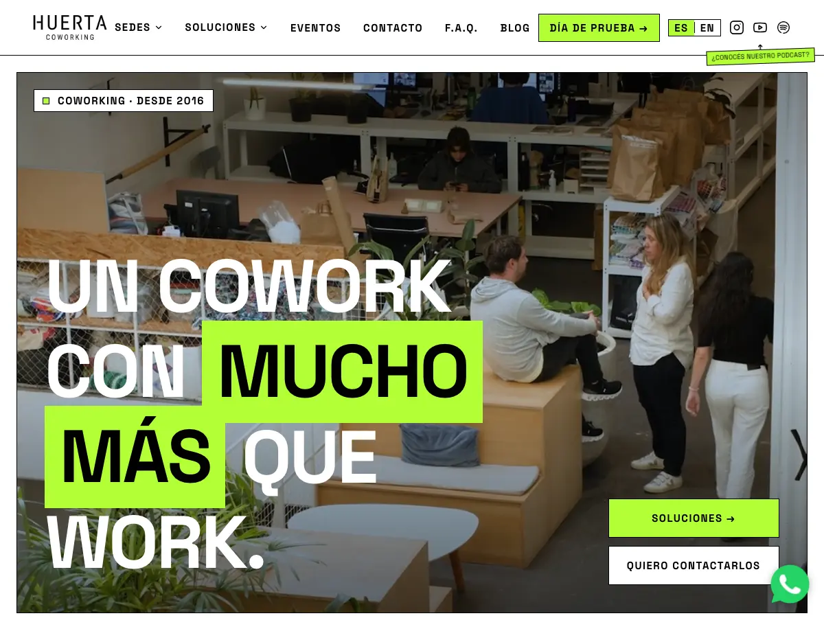 HUERTA Coworking's website