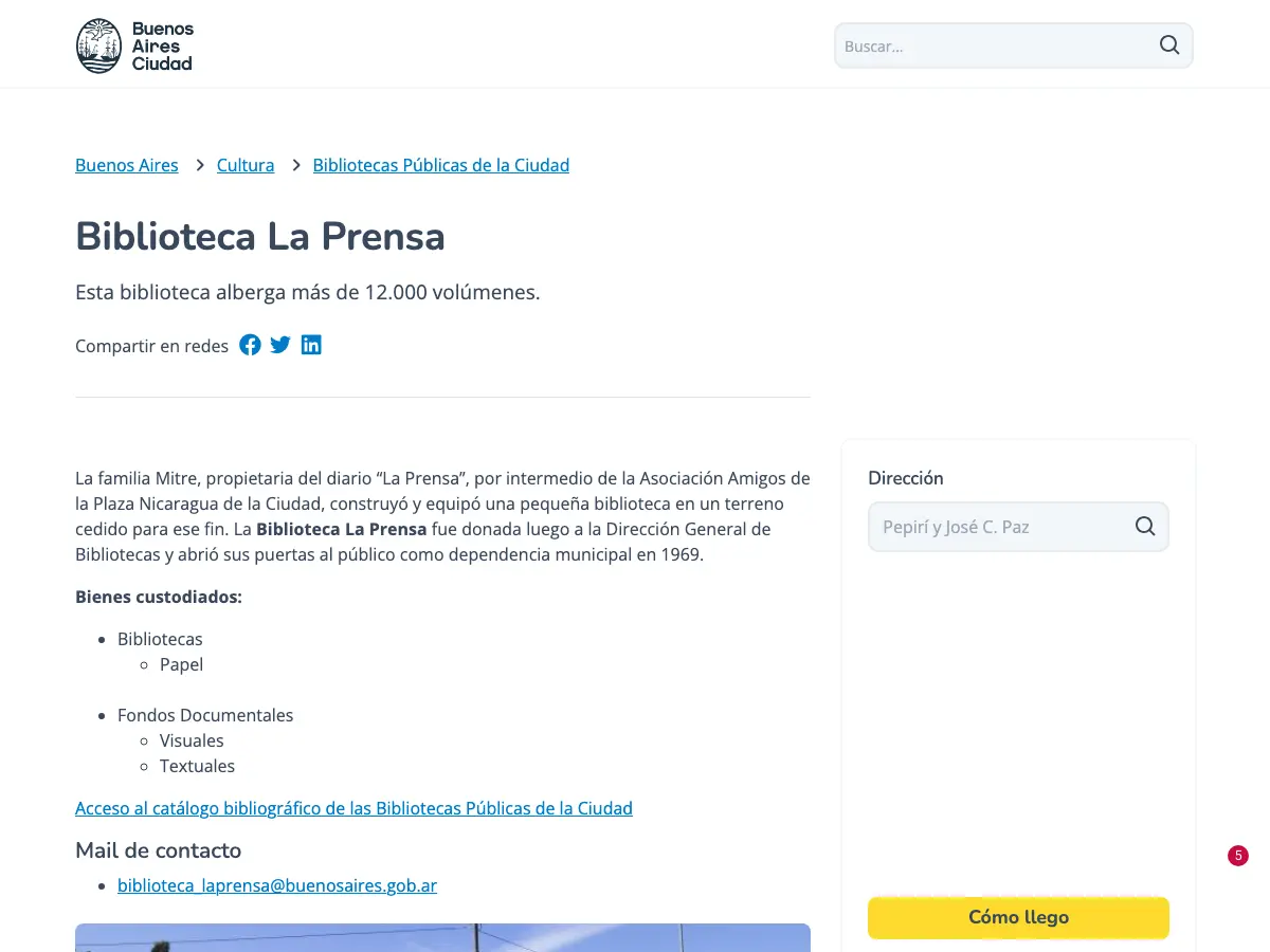 Biblioteca La Prensa's website