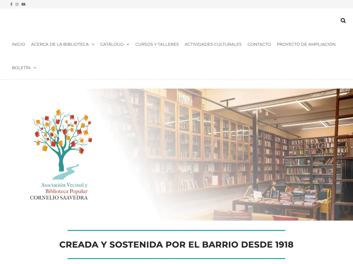 Biblioteca Popular Cornelio Saavedra's website