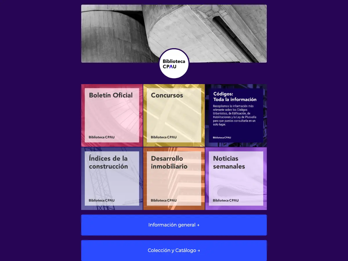 Biblioteca CPAU's website