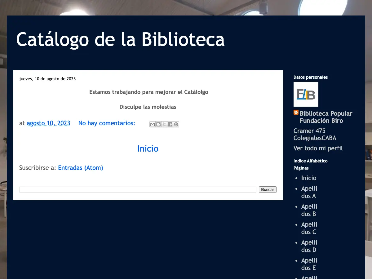 Biblioteca Popular Fundación Biró's website