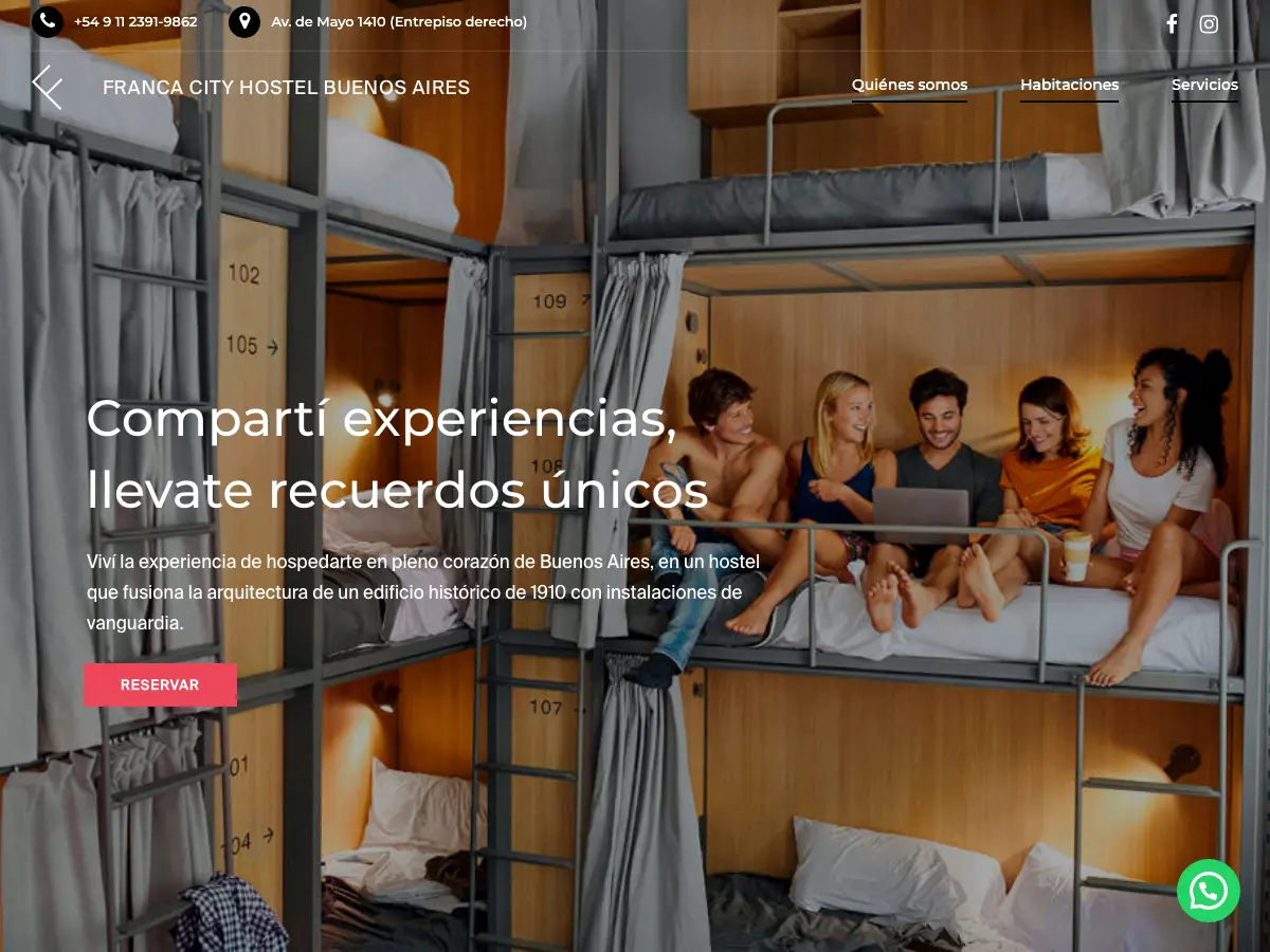 Franca City Hostel's website