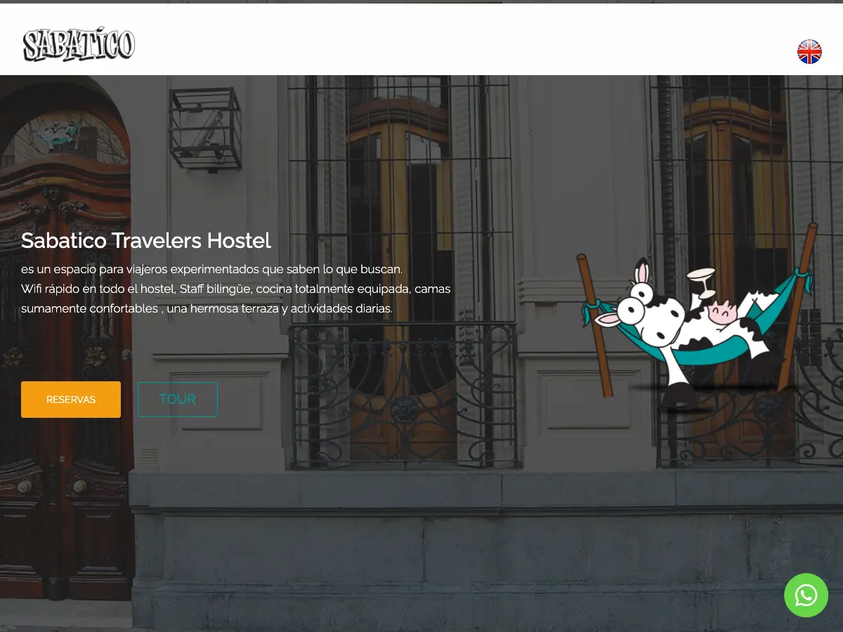 Sabatico Travelers Hostel's website