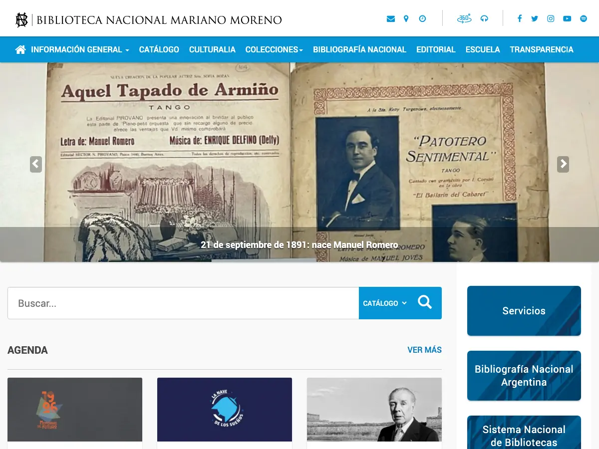 Biblioteca Nacional Mariano Moreno's website
