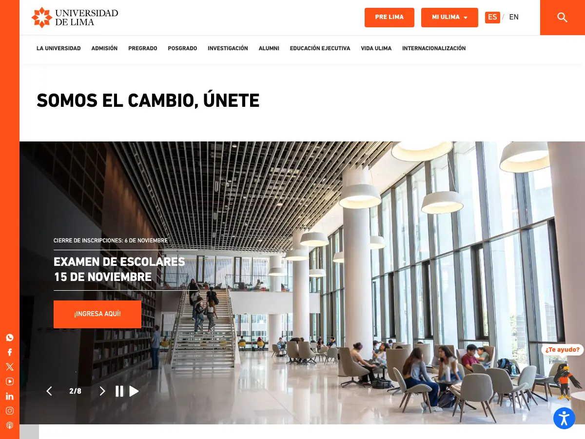 Biblioteca Universidad de Lima's website