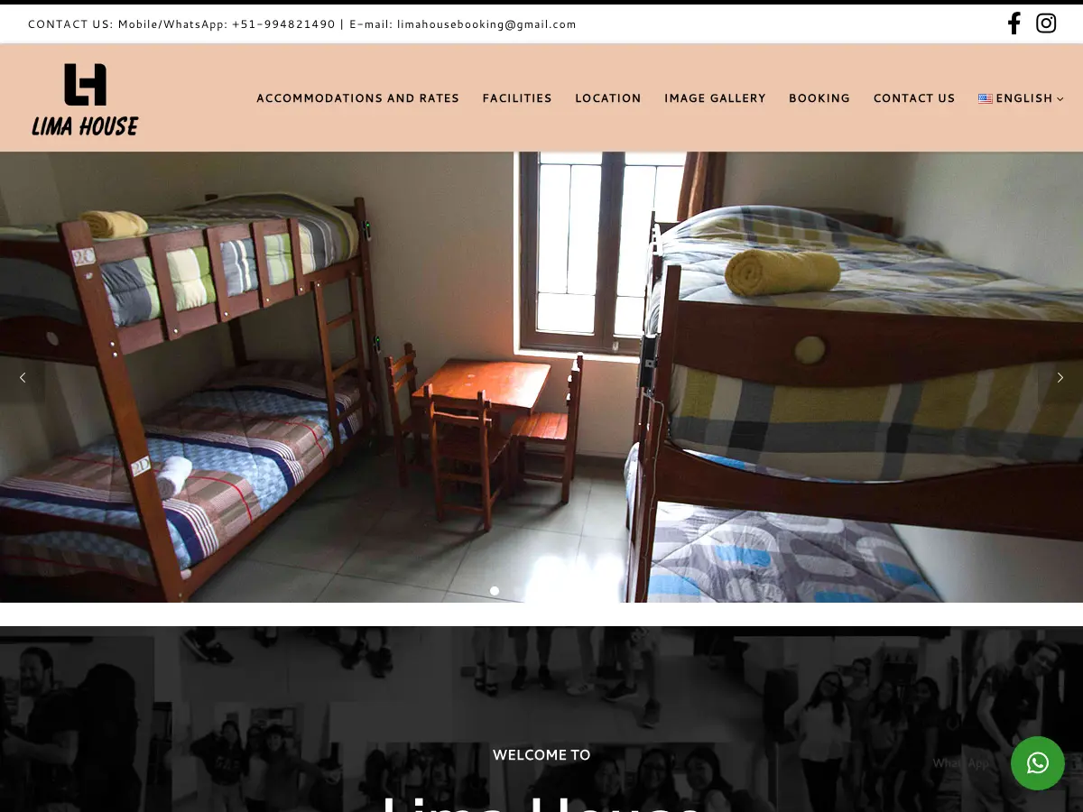 Lima House Hostel's website