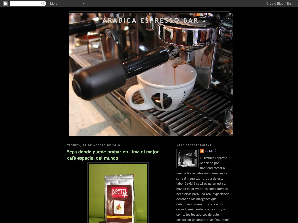 Arabica Espresso Bar's website