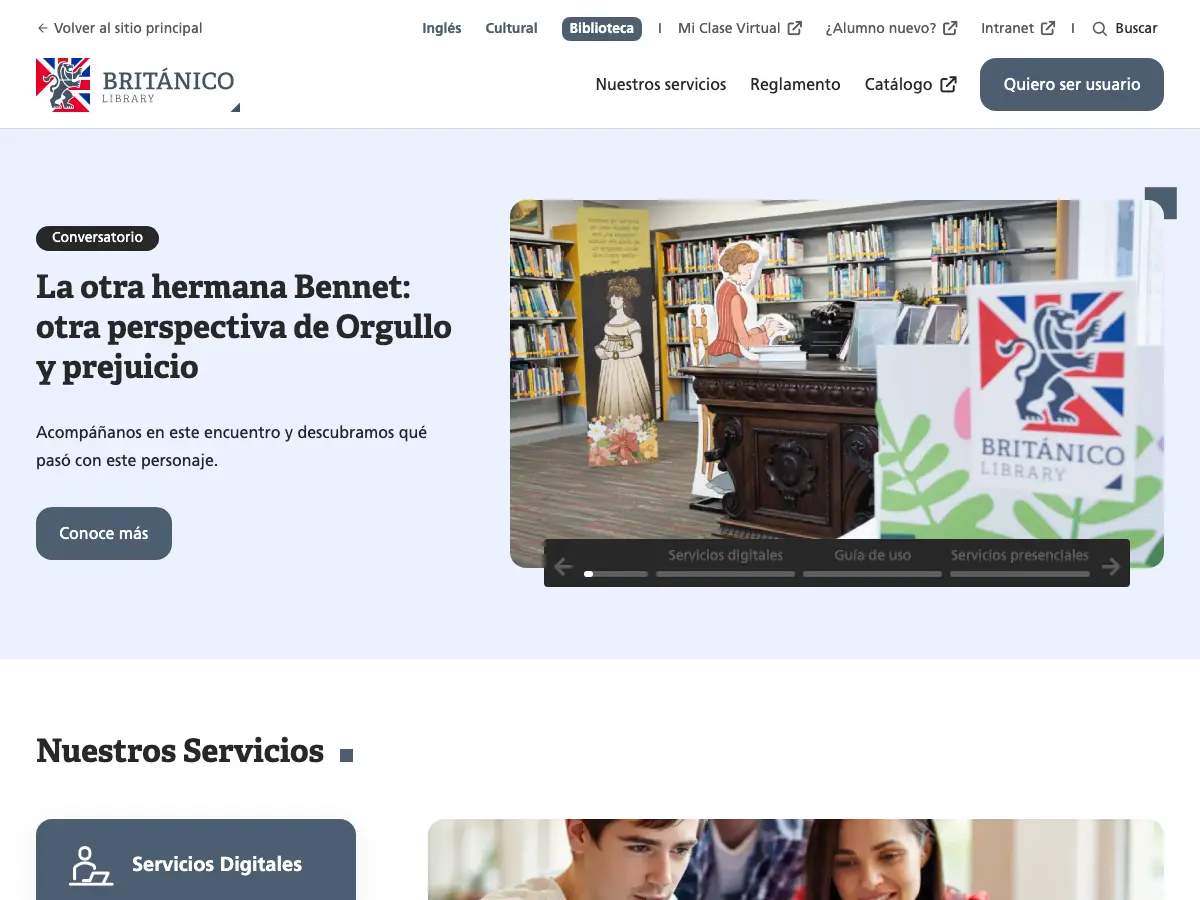 Britanico Library's website