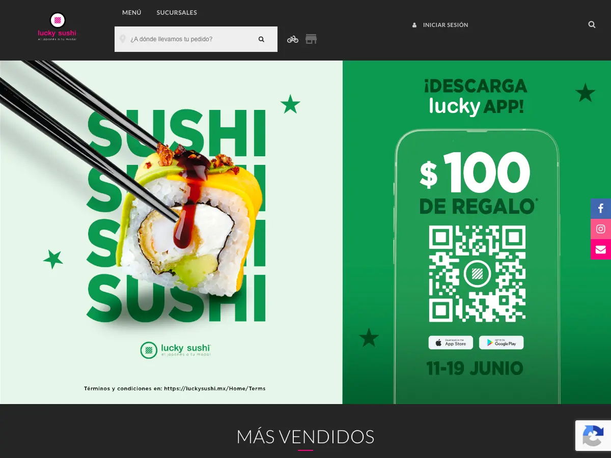 Lucky Sushi's website