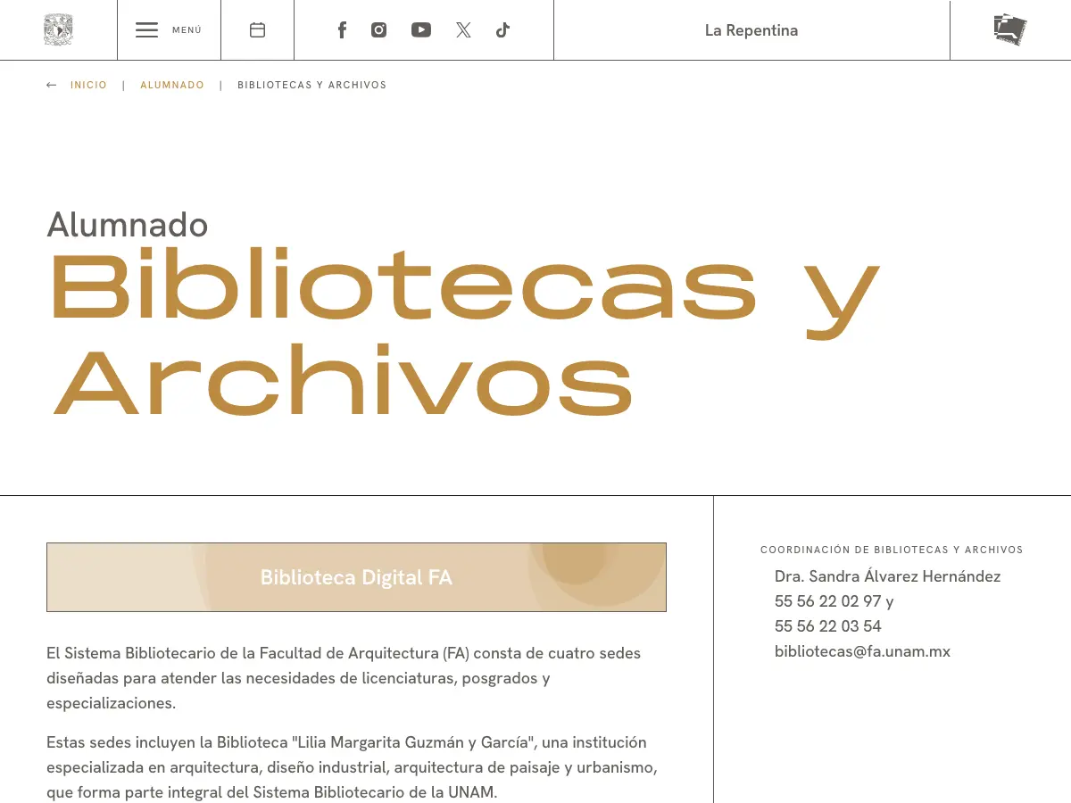 Sistema Bibliotecario FA's website