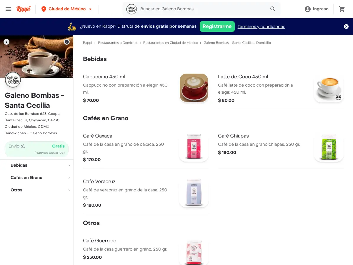 Café Galeno's website