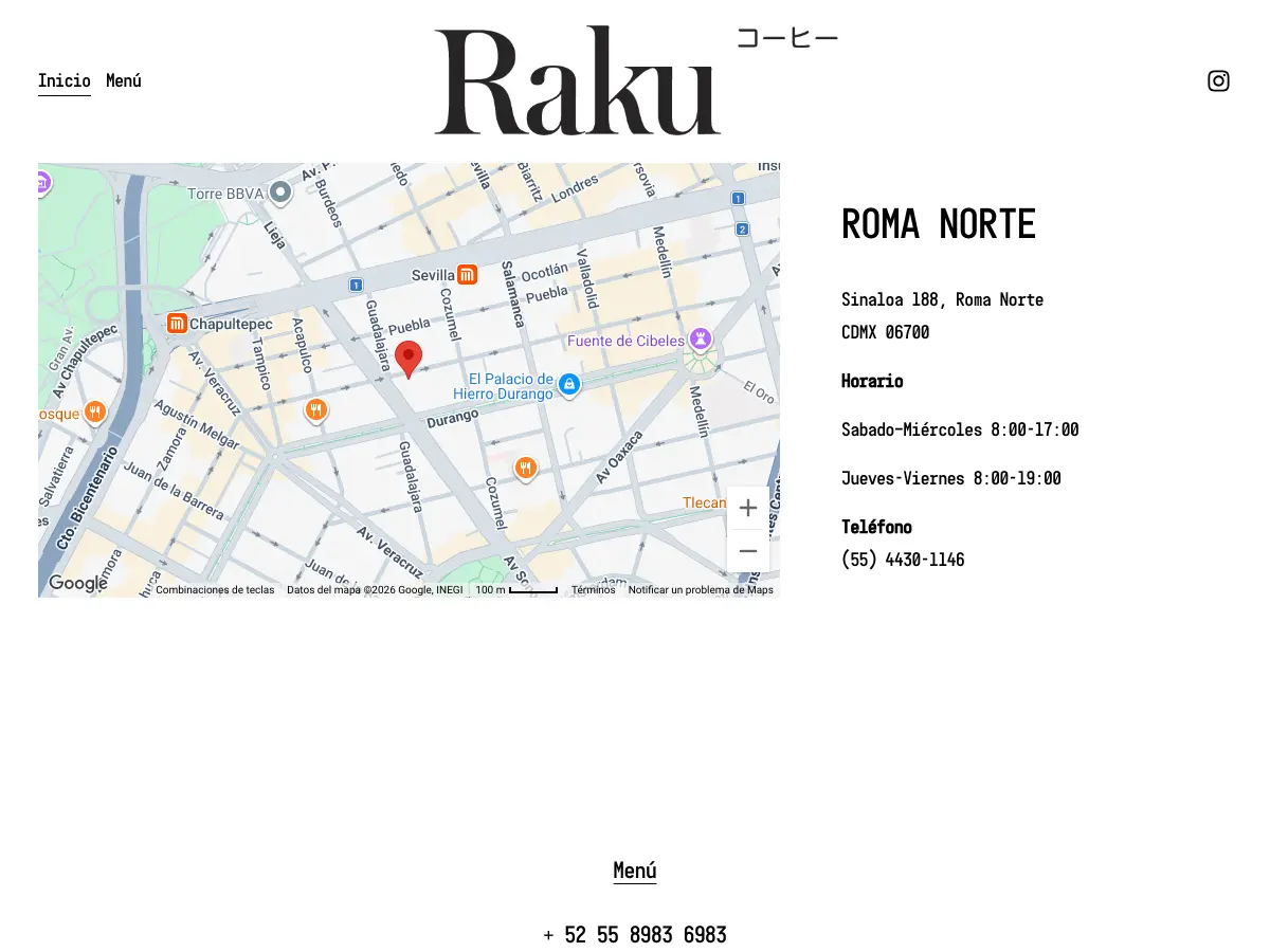 Raku Café's website