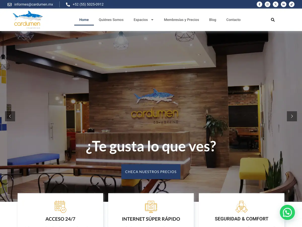 Cardumen CoWorking's website
