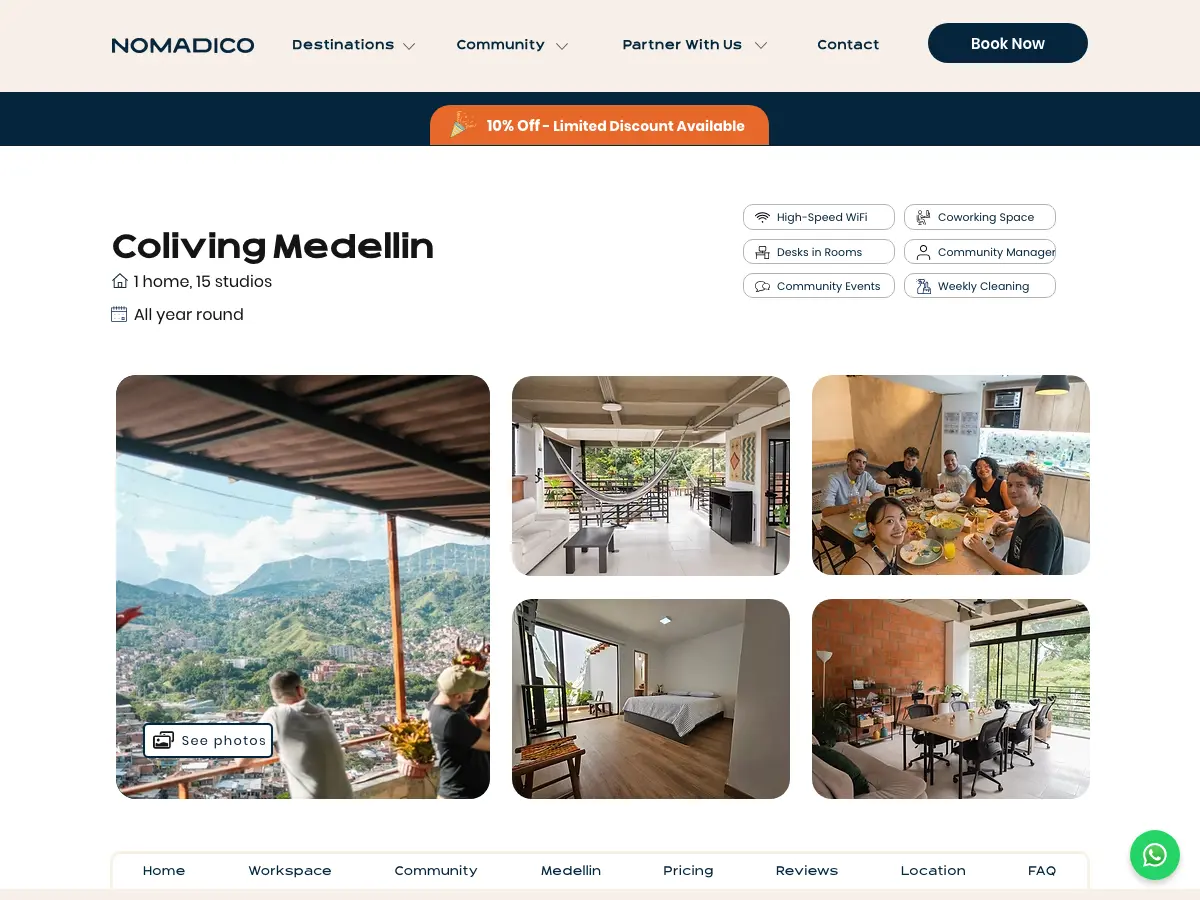 Nomadico Medellin - Coliving | Coworking's website