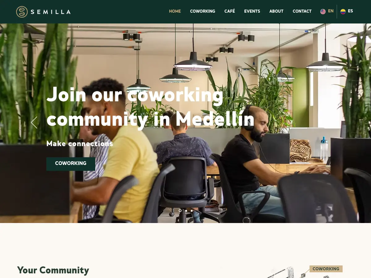 Semilla Coworking's website