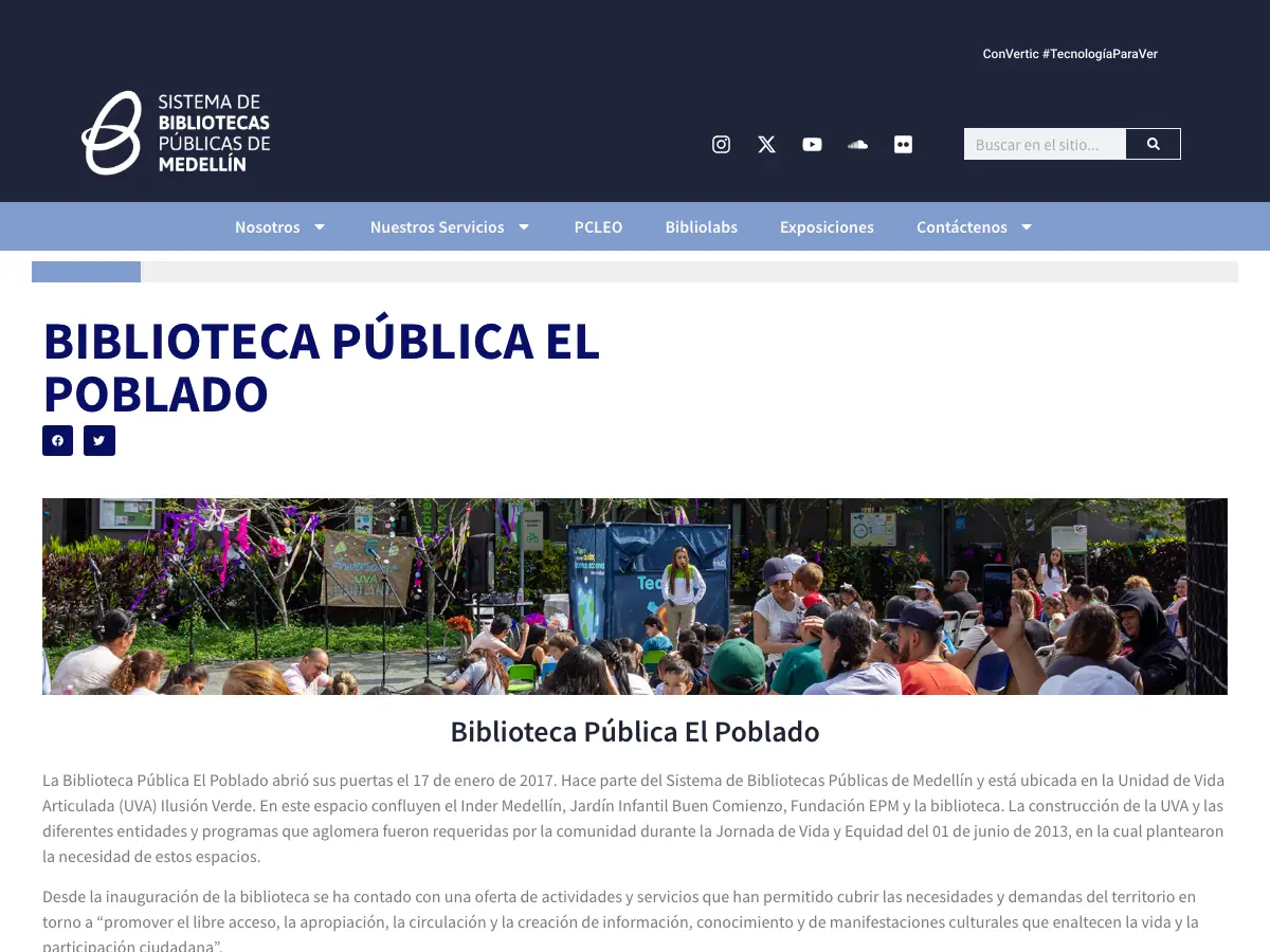 Biblioteca Pública El Poblado's website