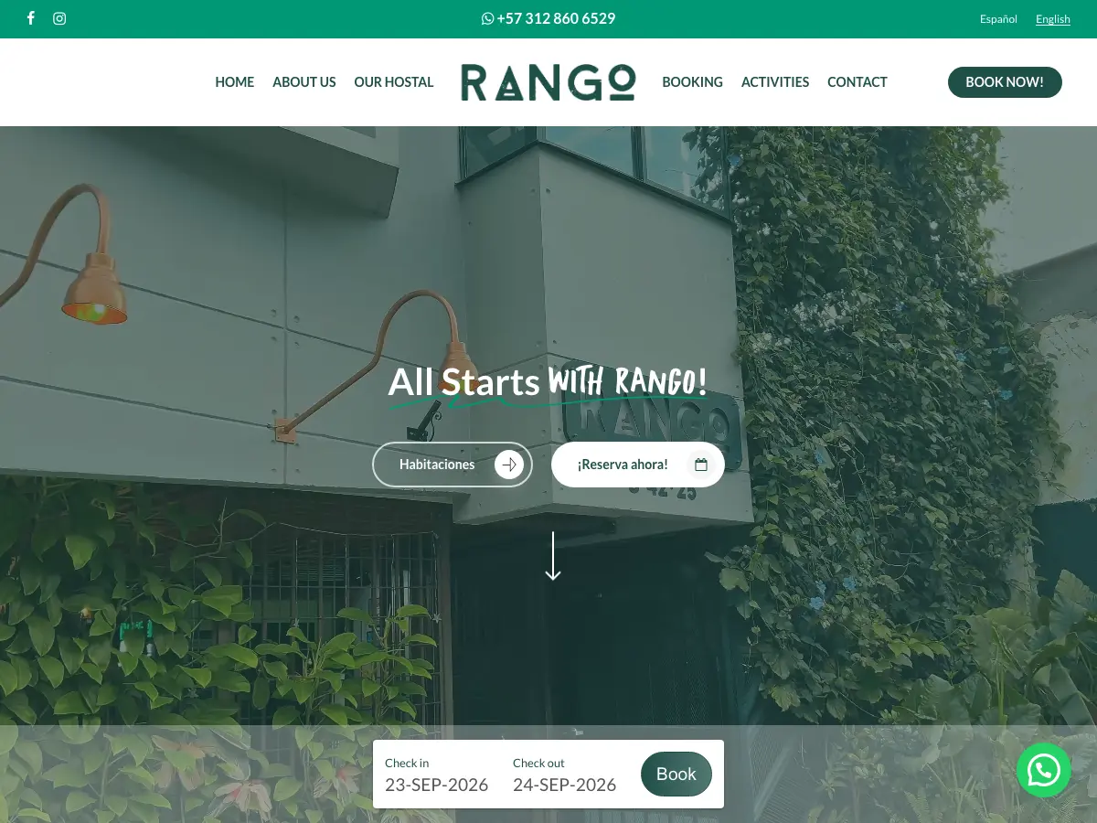 Rango Boutique Hostel's website