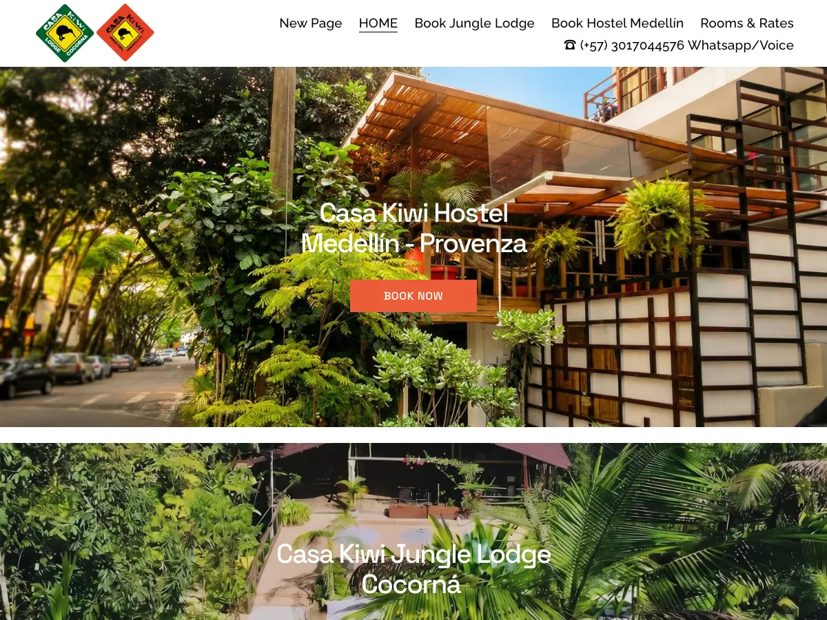 Casa Kiwi Hostel's website