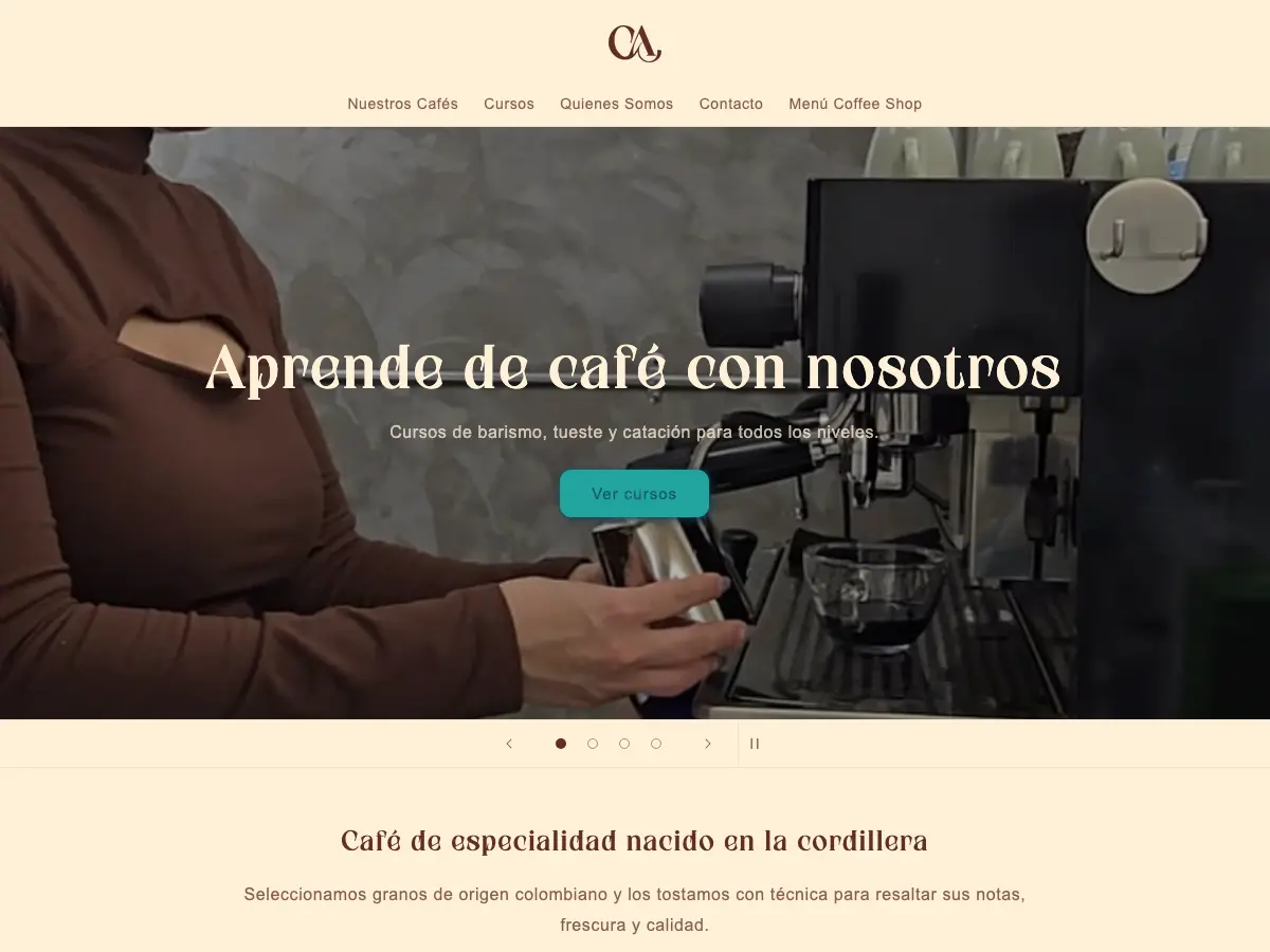 Cafe Andino's website