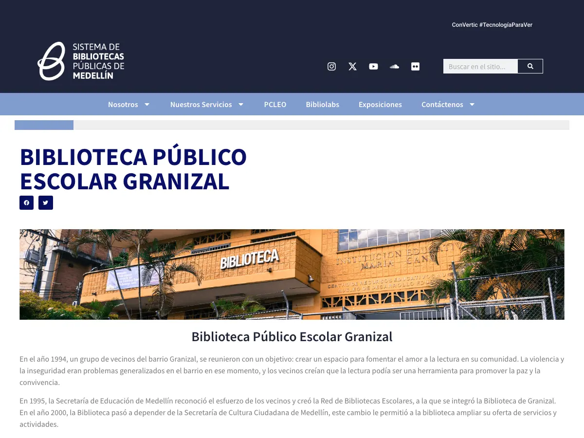 Biblioteca Público Escolar CREM Granizal's website