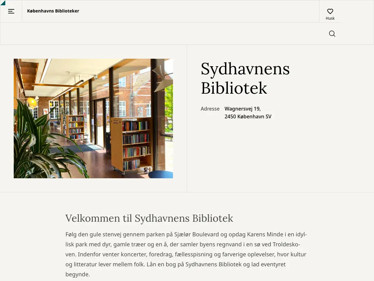 Sydhavnens Bibliotek's website