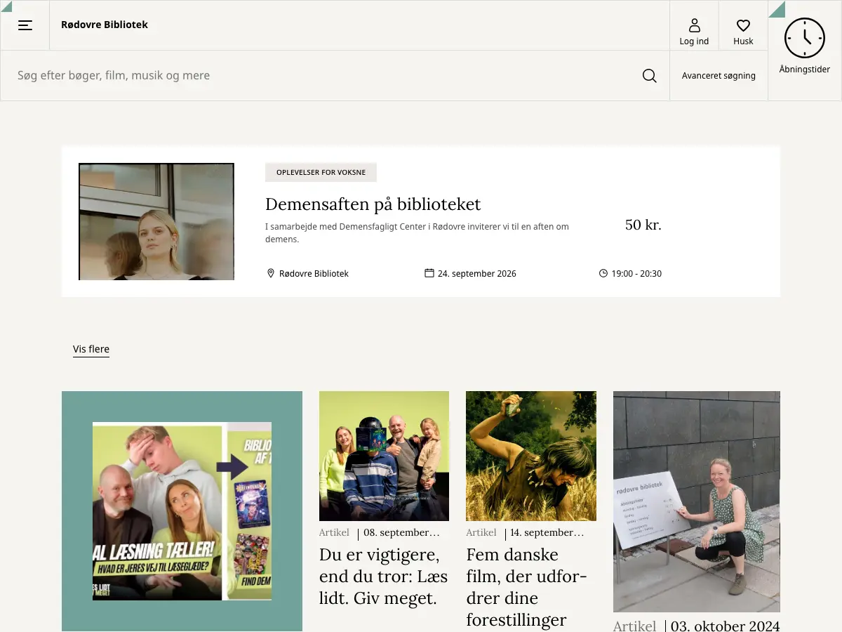 Rødovre Bibliotek's website
