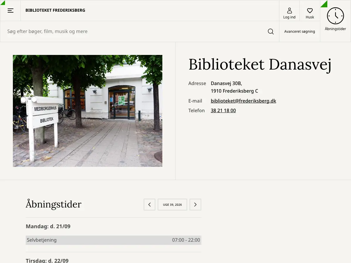 Biblioteket Frederiksberg's website