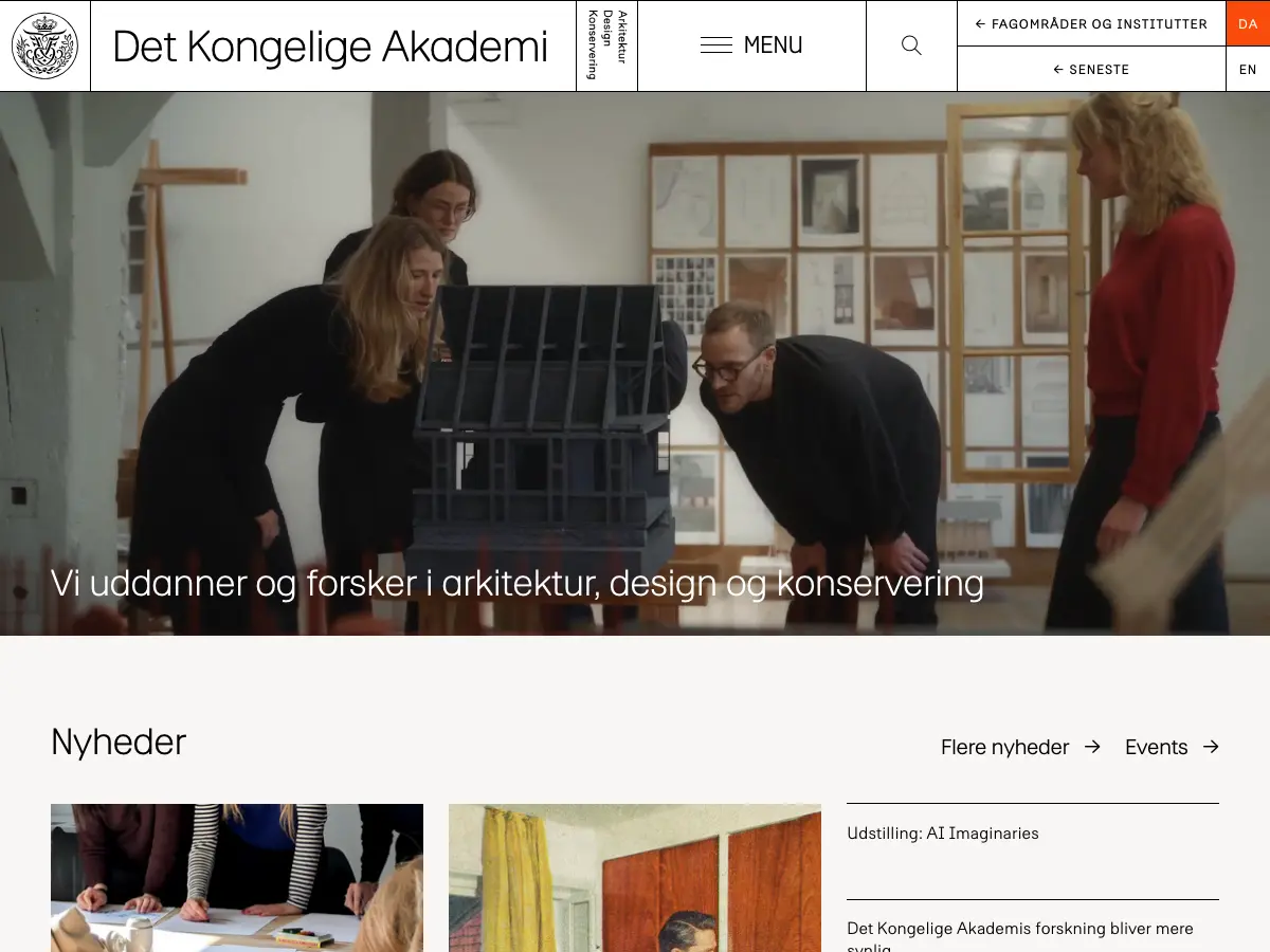 Det Kongelige Akademi - Bibliotek's website