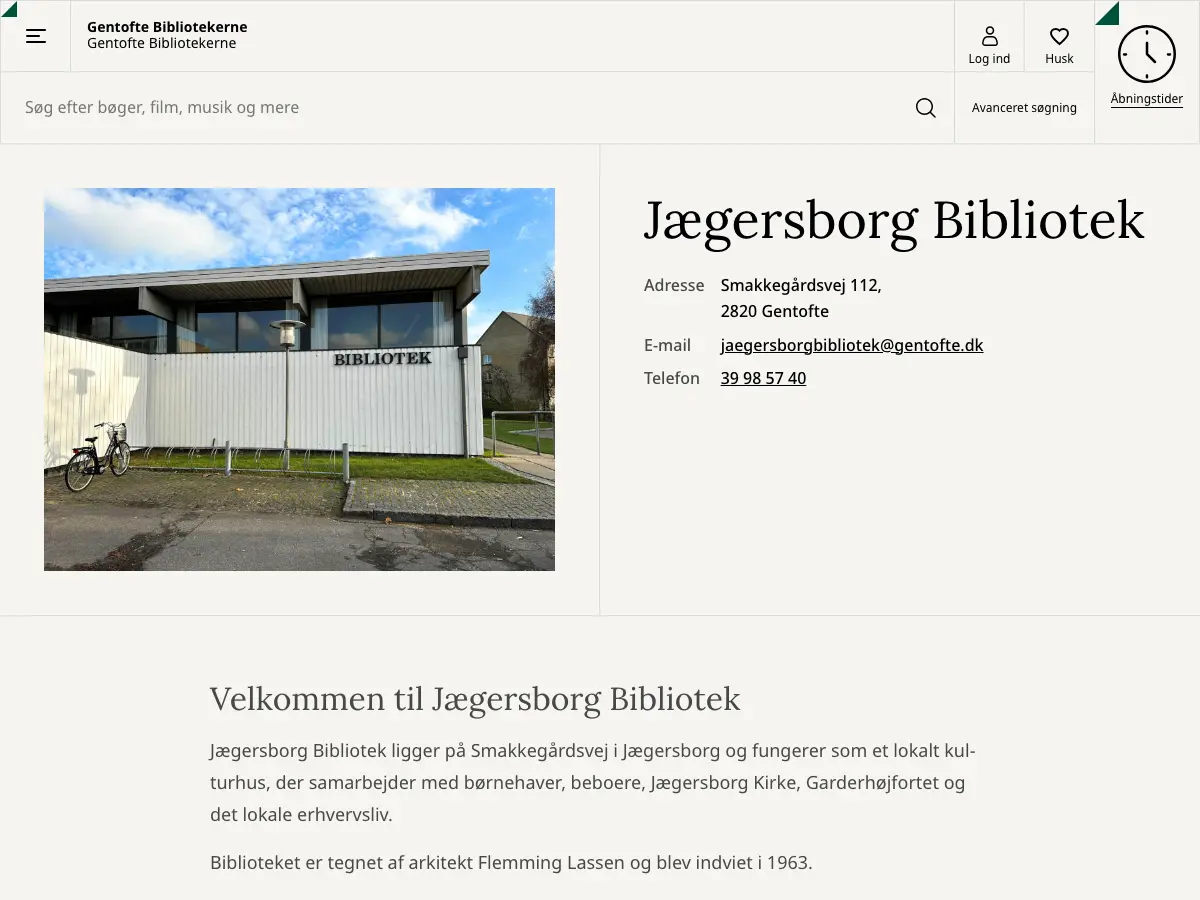 Jægersborg Bibliotek's website
