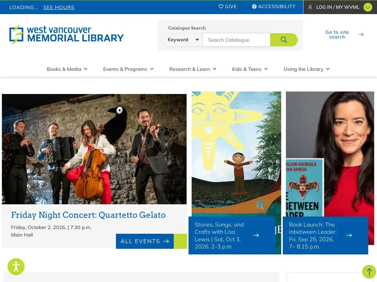 West Vancouver Memorial Library's website