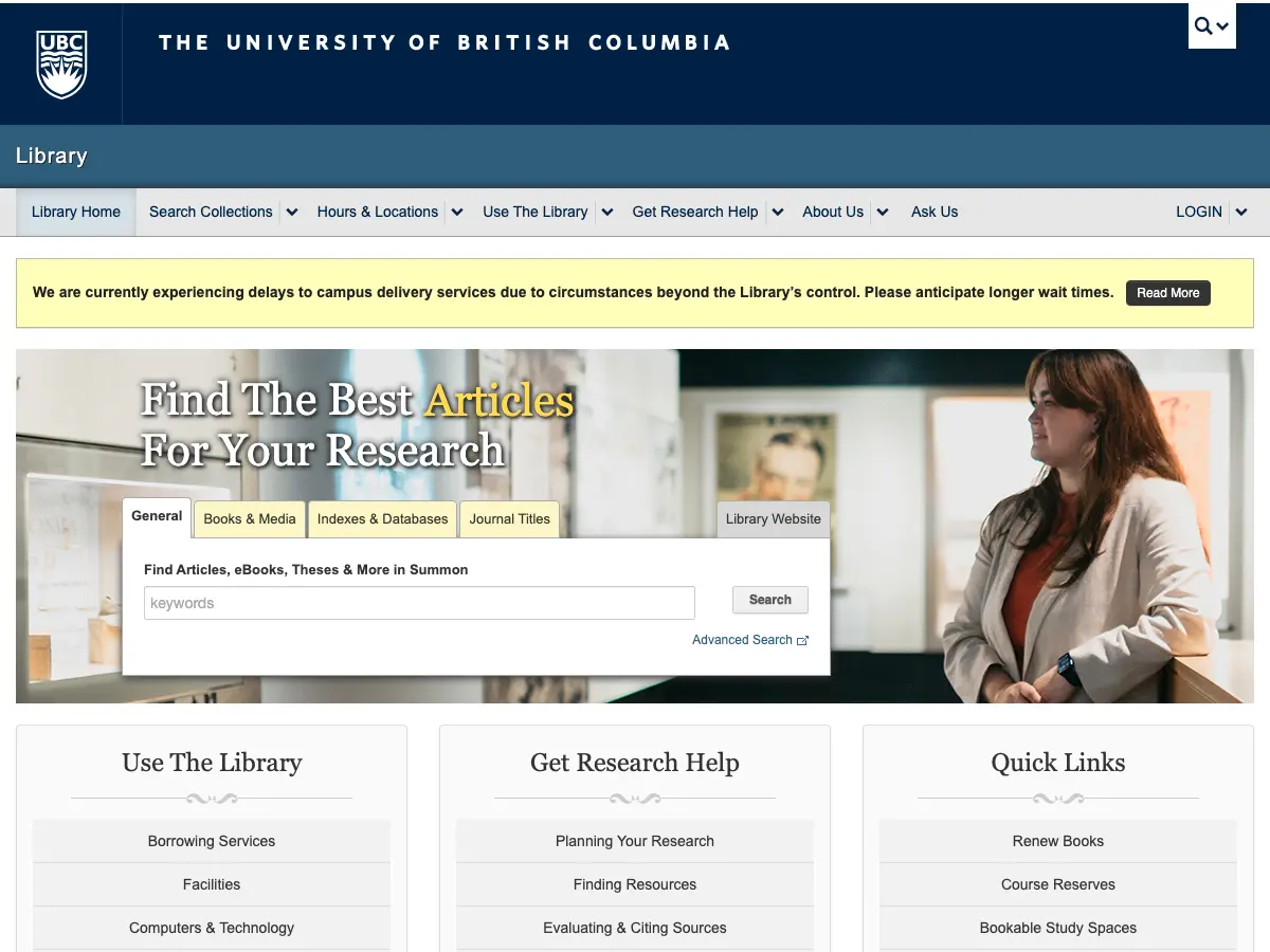UBC Library's website