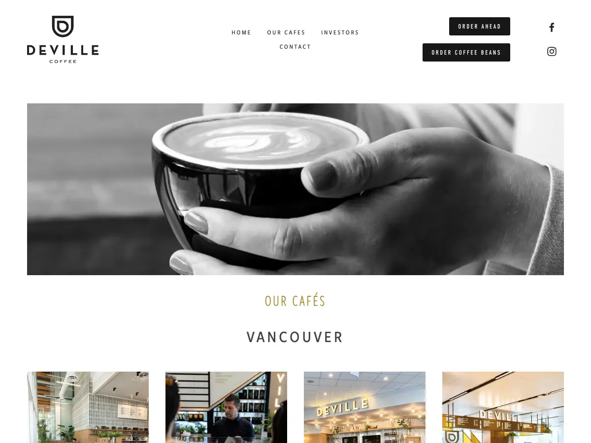 Deville Coffee's website