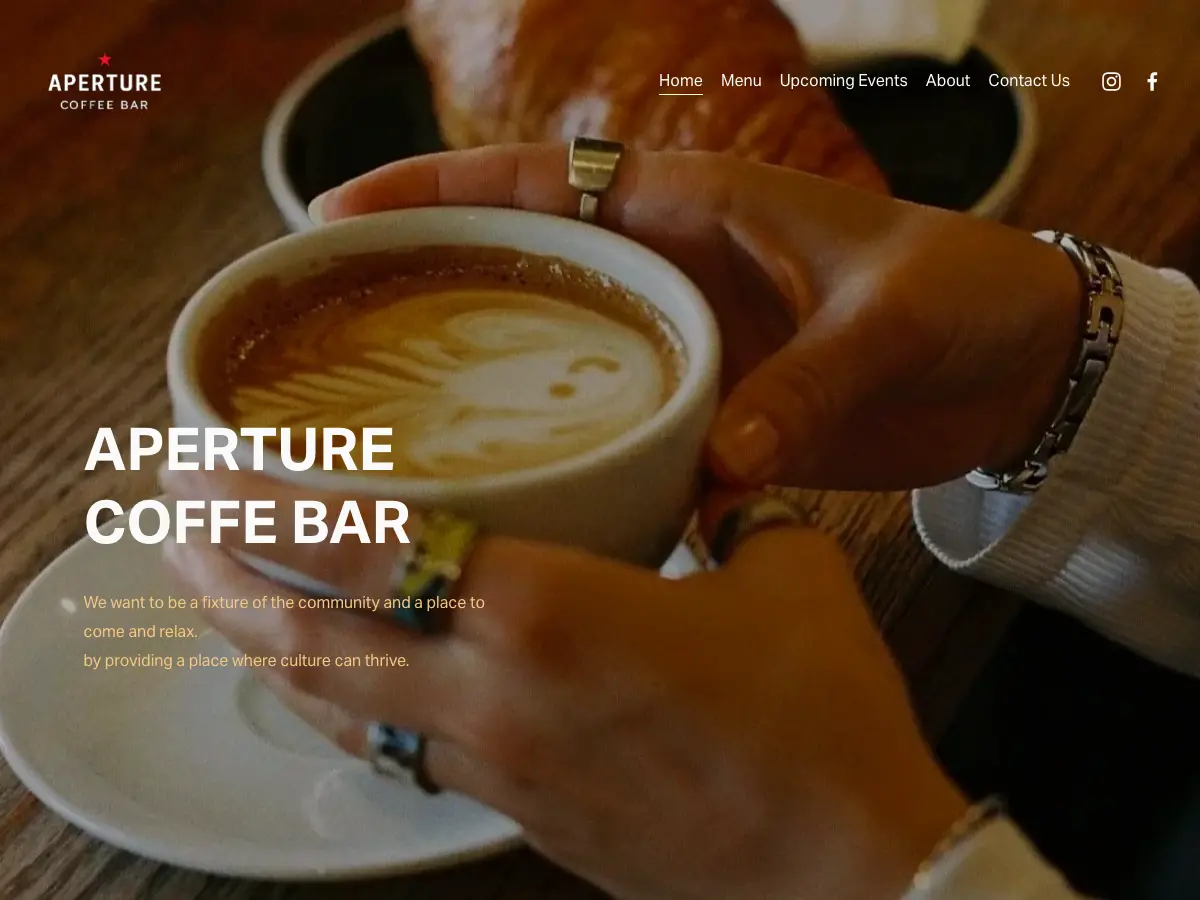 Aperture Coffee Bar's website