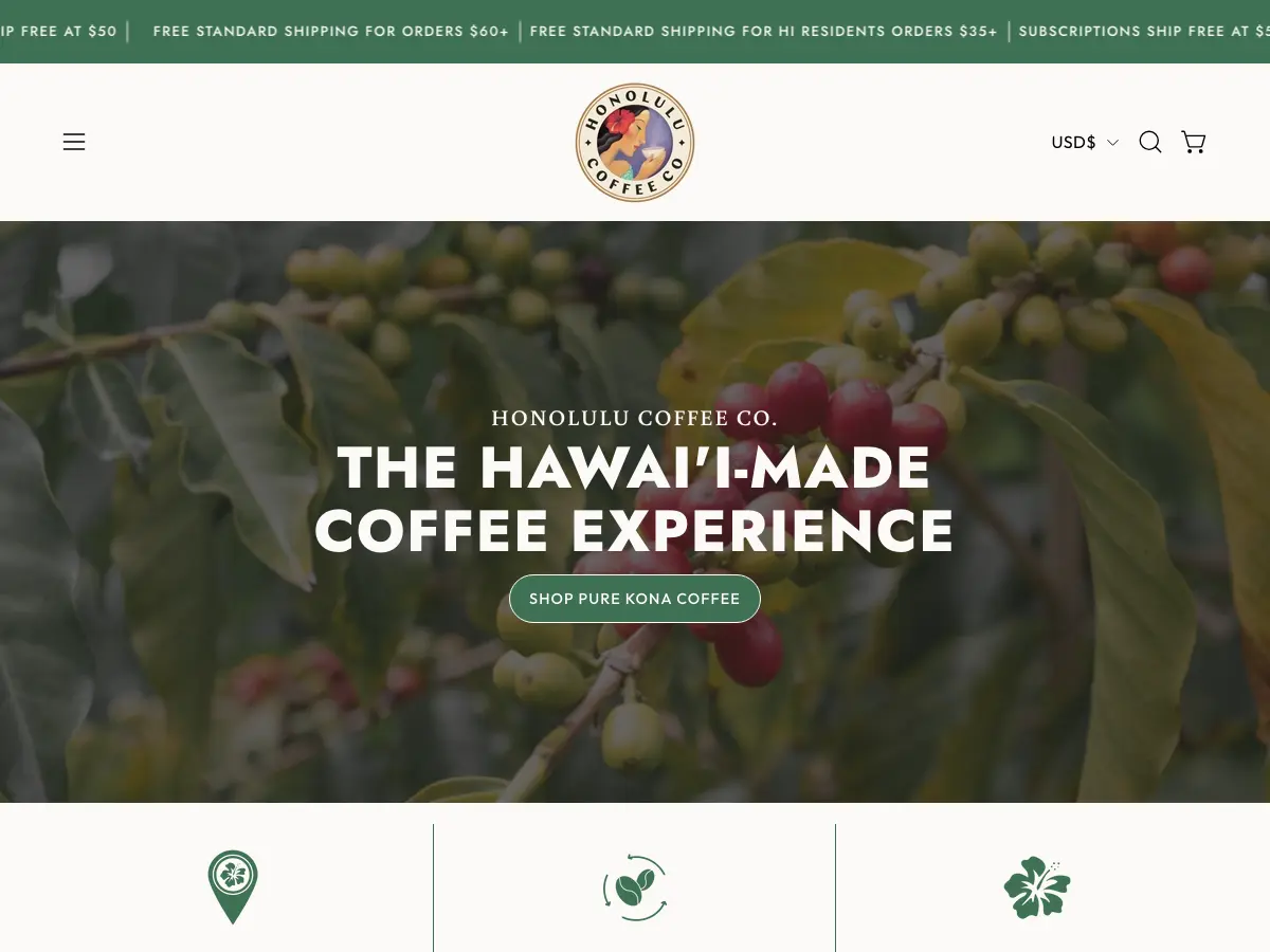 Honolulu Coffee's website