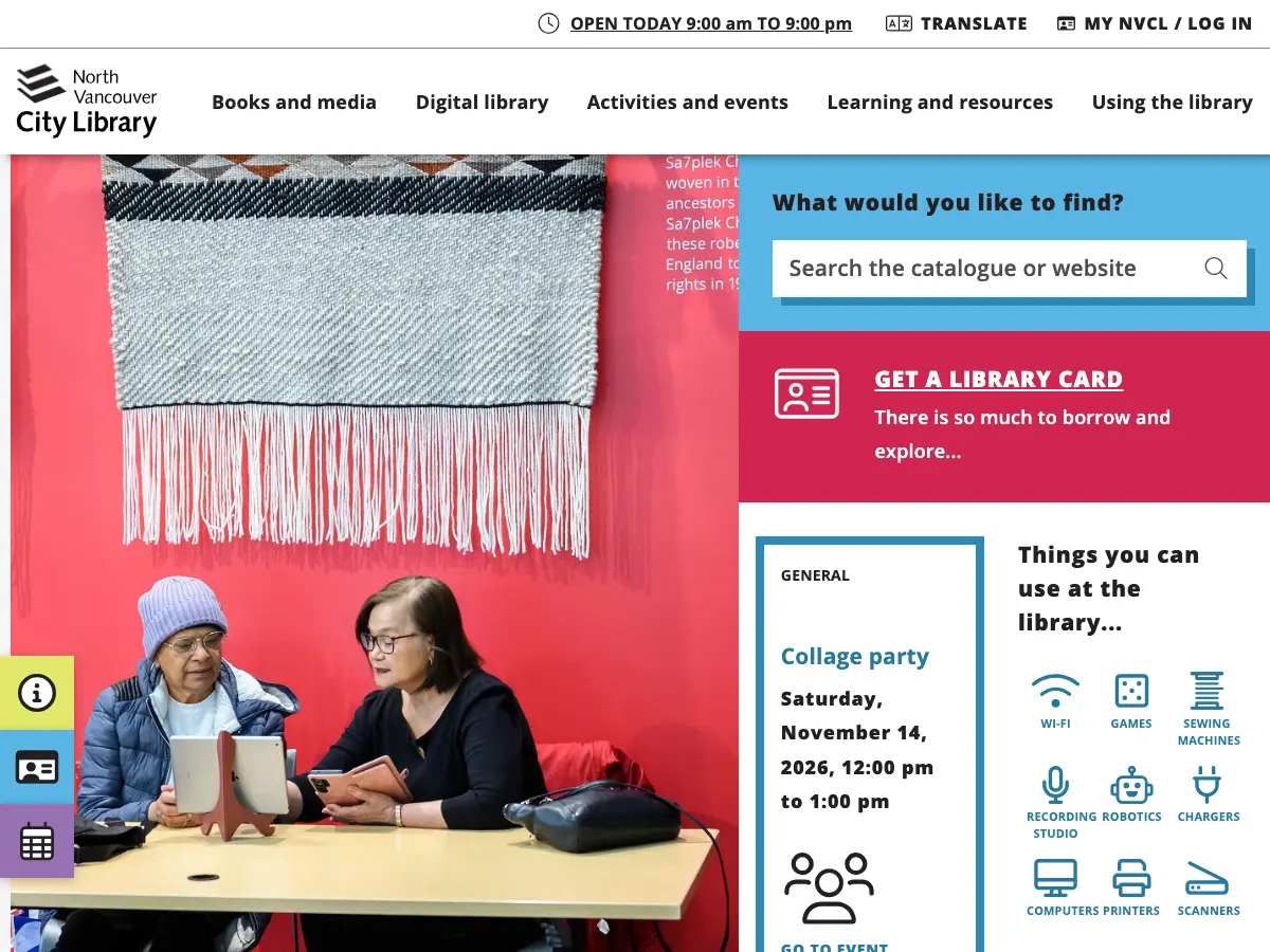 North Vancouver City Library's website