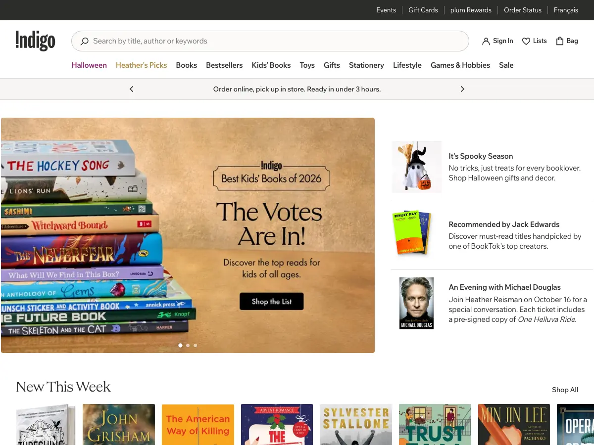 Indigo's website