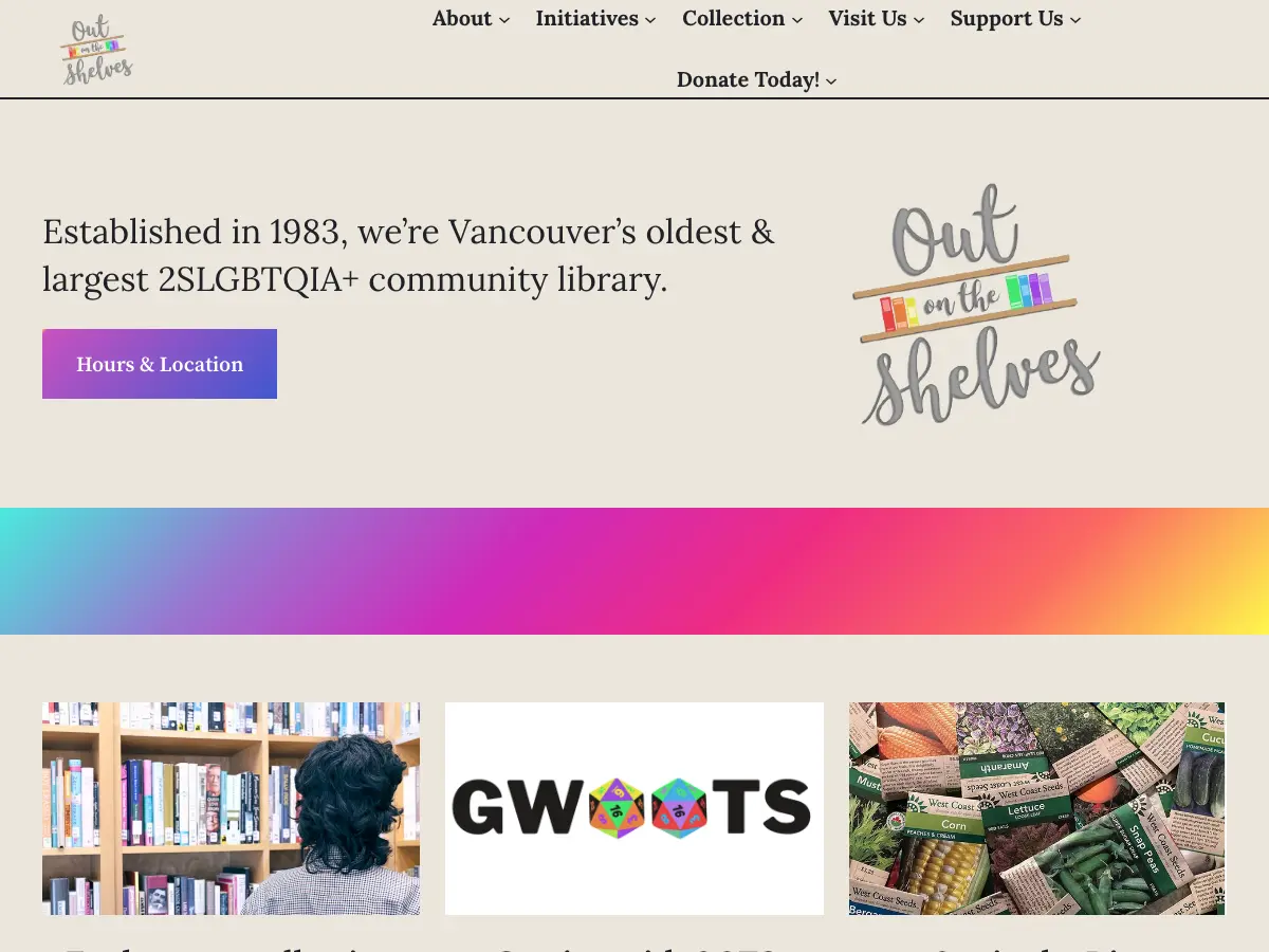 Out on the Shelves Library's website