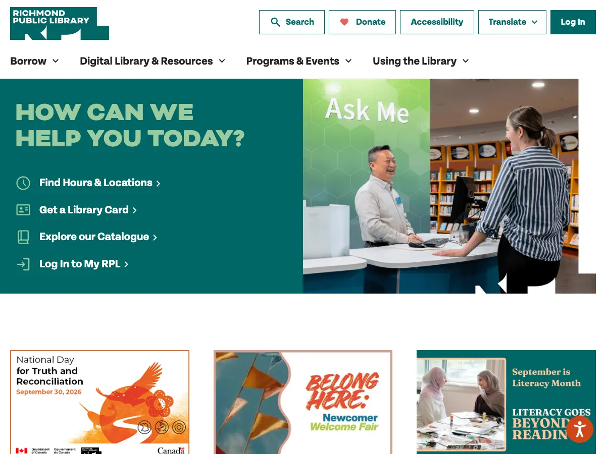 Richmond Public Library Cambie's website