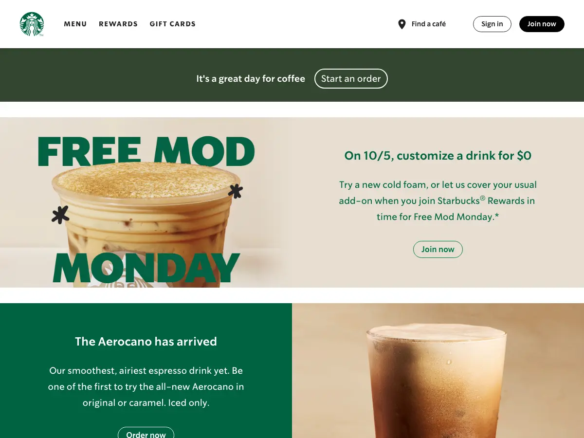 Starbucks's website