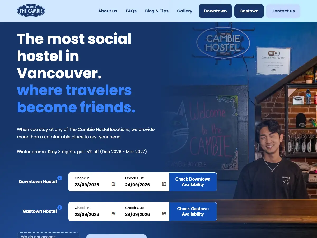 Cambie Hostel - Seymour's website