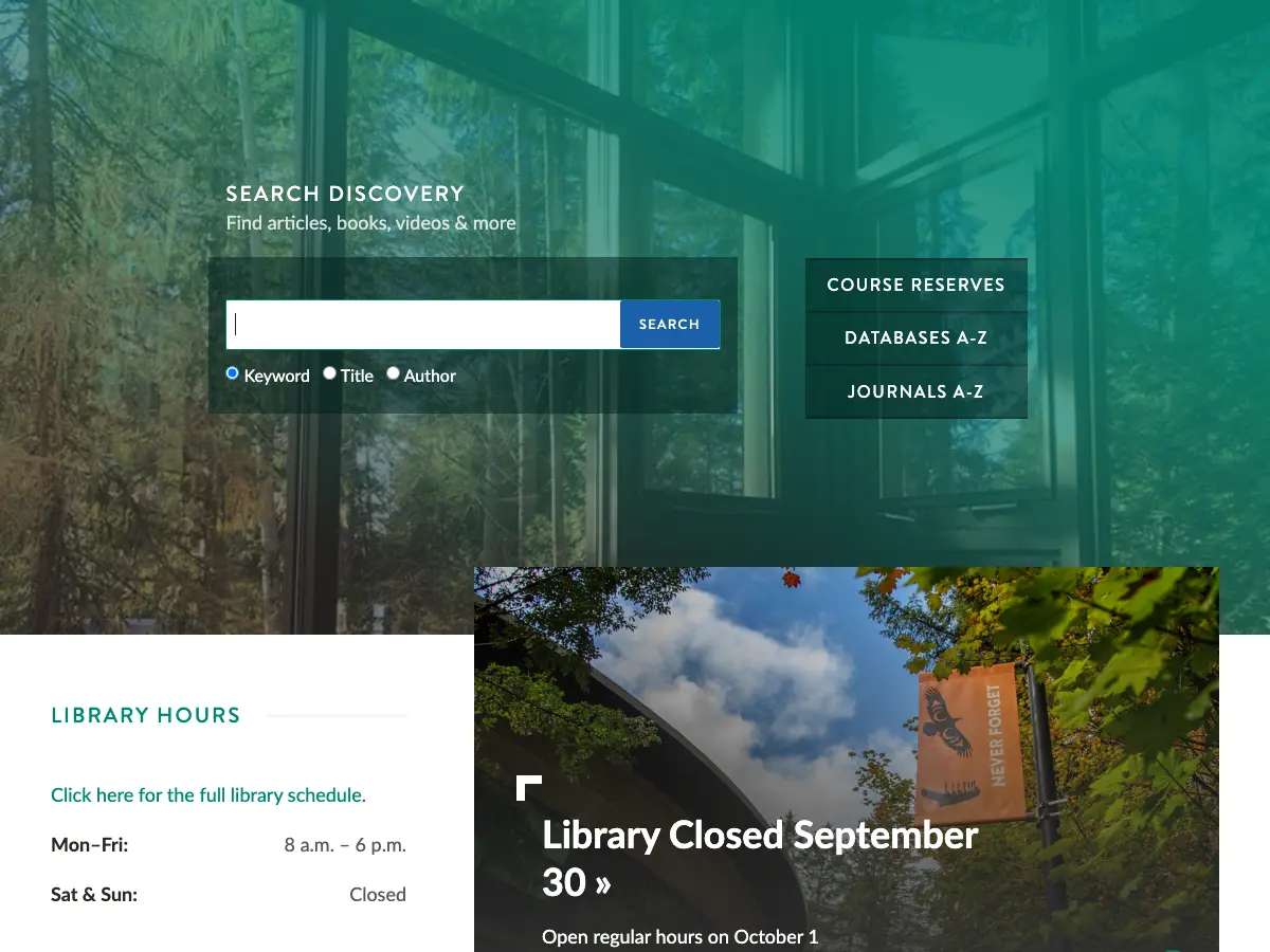 Capilano University Library's website