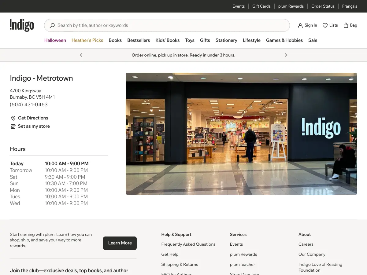Indigo's website