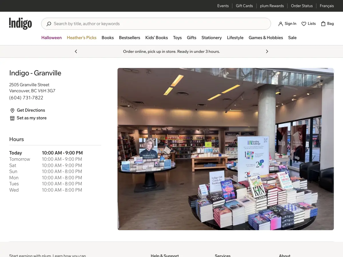 Indigo's website