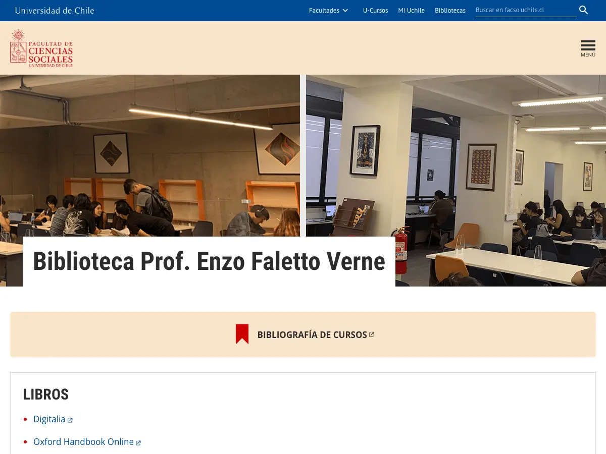 Biblioteca FACSO U. de Chile's website