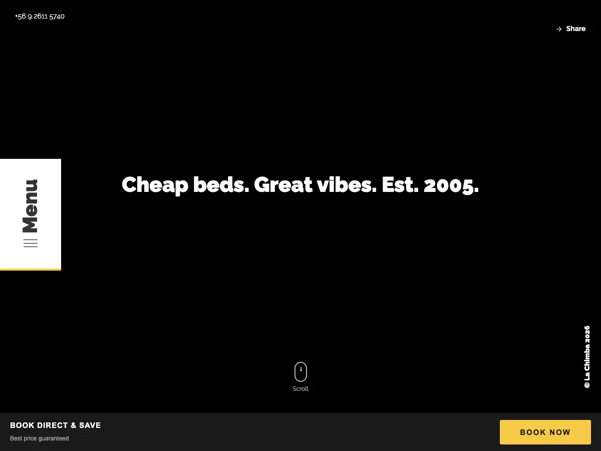 La Chimba Hostel's website