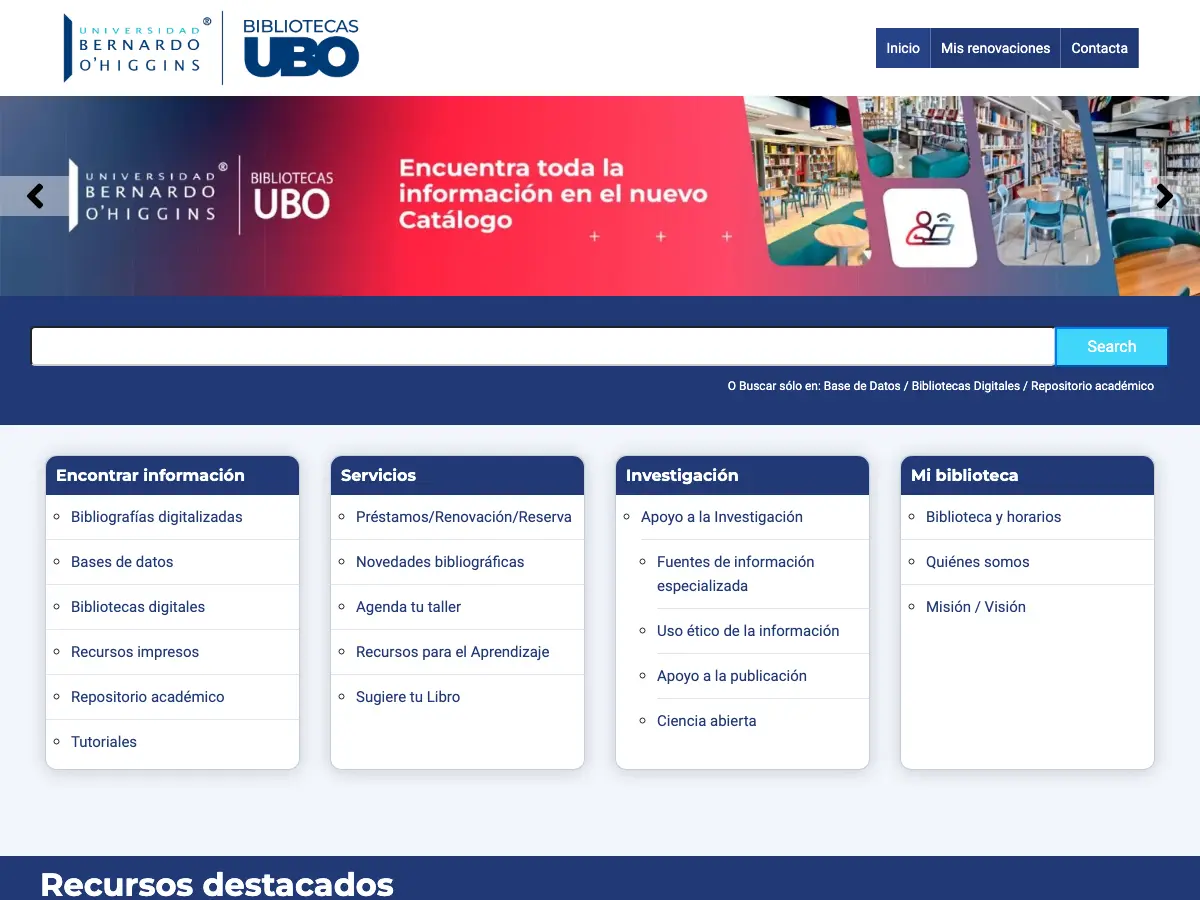 Biblioteca UBO's website
