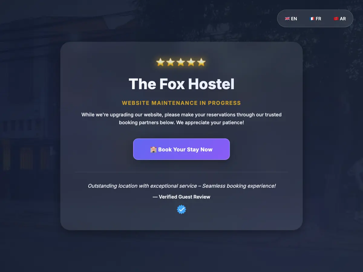 The Fox Hostel's website