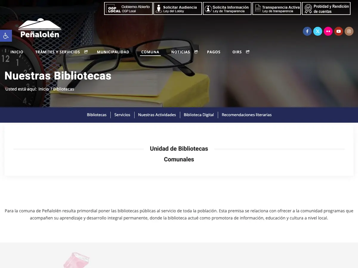 Biblioteca Pública's website
