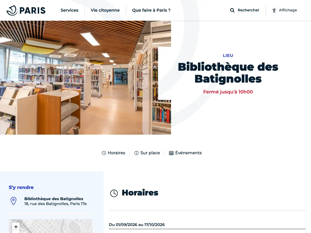 Bibliothèque-Discothèque Des Batignolles's website